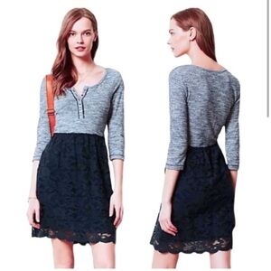 Anthropologie LILKA womens blue henley dress lace size medium coastal preppy